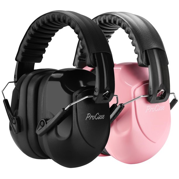 Orejeras ProCase con reducción de ruido NRR 28 dB, 2 paquetes, rosas y azules