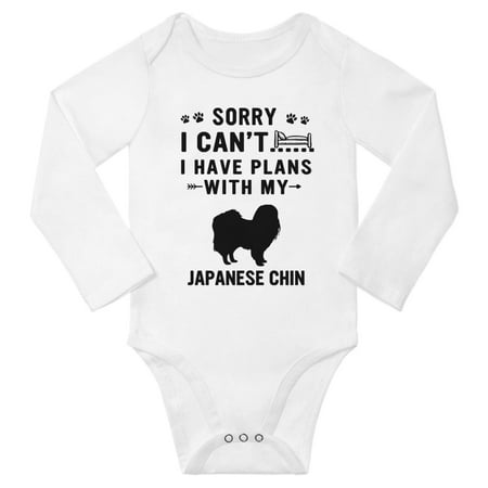 

Sorry I Can t I Have Plans With My Japanese Chin Baby Long Sleeve Jumpsuits (White 6-12 Months)