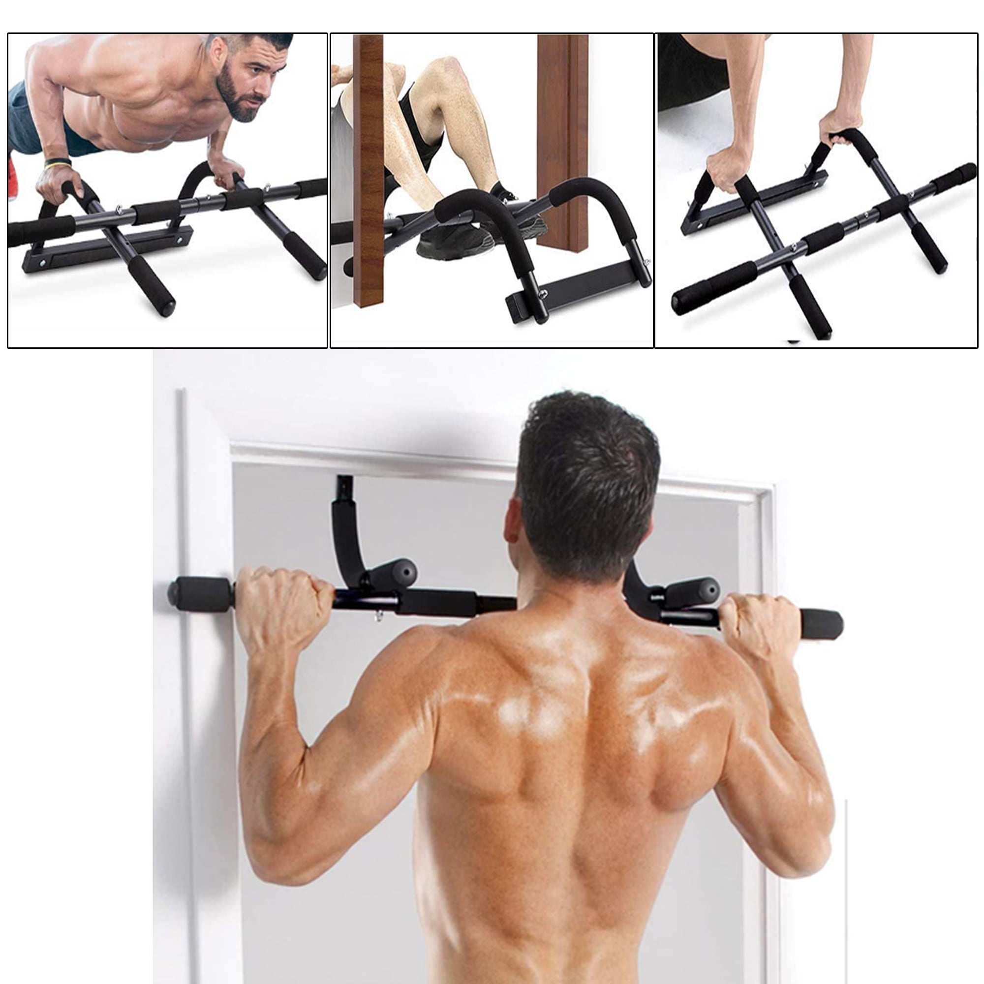 Pull up Bar Heavy-Duty Steel Floor Dips Doorway Pull Up Bar and Multi-Grip Chin-Up Chin Ups Bar Leg Raises Abdominal Exercises Total Body System Pull Up Bar for Doorway