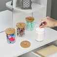 thumbnail image 4 of HBlife 4 Pack Qtip Holder Dispenser with Bamboo Lids - Clear Plastic Apothecary Jar for Makeup Storage - Bathroom Set, 4 of 7