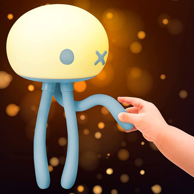 Linda luz de noche para niños, bebés y adolescentes; lámpara de noche de silicona recargable con brillo ajustable y trípode flexible; luces de noche de guardería kawaii para amamantar.
