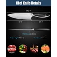 thumbnail image 2 of YONOVAK 8 Inch Chef Knife, German EN1.4116 High Carbon Steel Kitchen Knife, Dishwasher Safe & Non-Rust with Full Tang Whale Handle, Professional Cooking Chefs Knife for Home and Gift Ready C95, 2 of 3