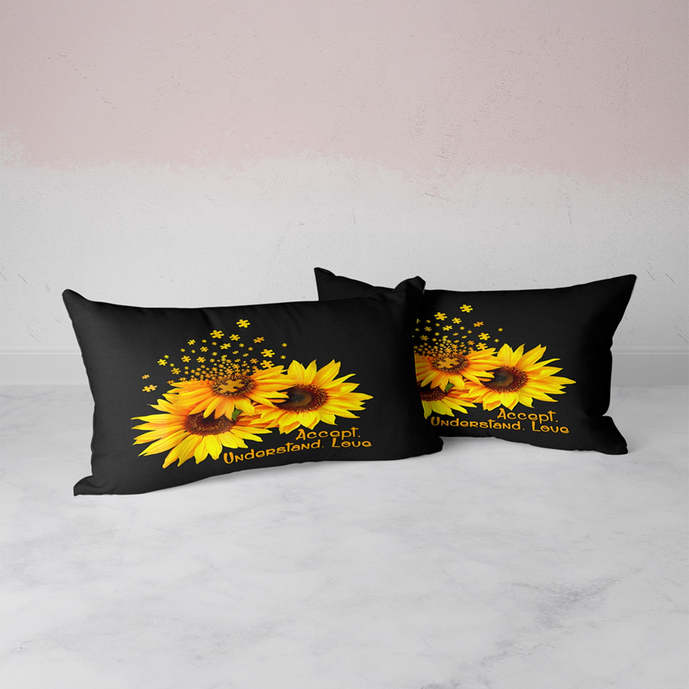 Orylavena Golden Sunflower Sunburst Microfiber Duvet Cover Set, Black Back, Twin