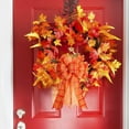 thumbnail image 5 of Large Fall Wreath Gift Bow Orange Buffalo Plaid Check Wreath Bow Bow Thanksgiving Wreath Pre Tied Bow For Fall Thanksgiving Christmas Home Indoor Outdoor Ornaments,Orange,, 5 of 9