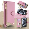 thumbnail image 2 of Crossbody Wallet for Google Pixel 7 Pro Case with Adjustable Lanyard Strap Credit Card Holder,PU Leather Handbag Purse Kickstand Make Up Mirror Cover,Magnetic Flip Phone Case with Zipper Pocket,Pink, 2 of 9