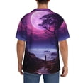 thumbnail image 3 of Yiaed Purple Moon Tree Night Sky Print Mens Casual Wrinkle Free Shirts Short Sleeve Button Down Summer Stretch Dress Shirt-Medium, 3 of 5
