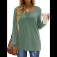 thumbnail image 2 of Blusa Elegante Informal con Cuello en Forma de Corazón y Larga para Mujer, Color Liso, Estilo Túnica, Tipo Suéter. Verde L, 2 of 5