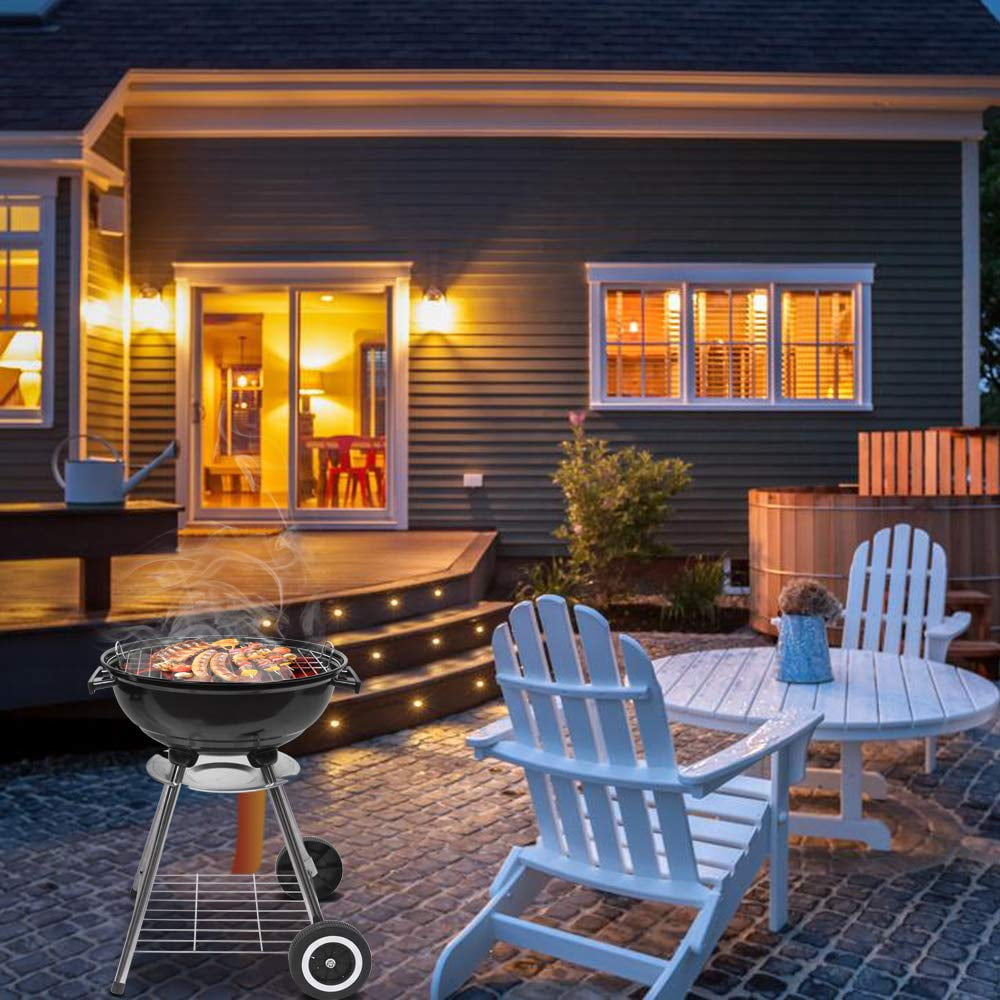 VINGLI 18 inches Charcoal Grill Original Kettle Apple Charcoal Grilling Stove Large Oven for Outdoor Courtyard Picnic Roast Meat Home BBQ