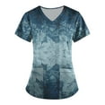 thumbnail image 1 of Embrace Your Fashionista Side HIMIWAY Womens Fashion Women's Printing Short Sleeve V-neck Tops Print Working Pocket Blouse Blue XXL, 1 of 3