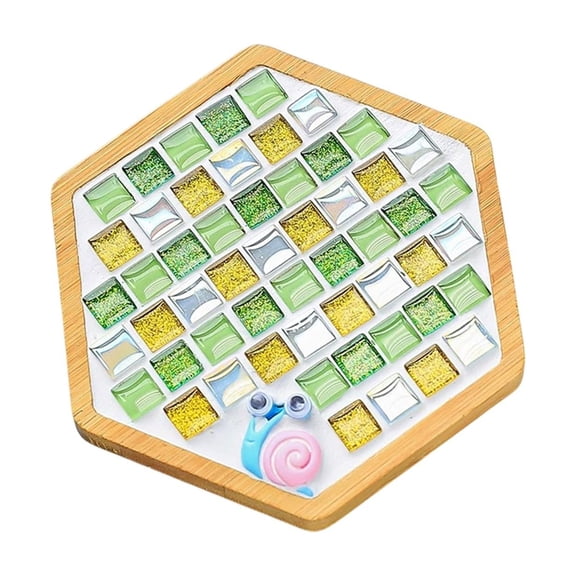 Darzheoy Mosaic Craft Kit with Tiles Wooden Cup Mats Mixed Colors for DIY Crafts Kids Adults Creative Projects