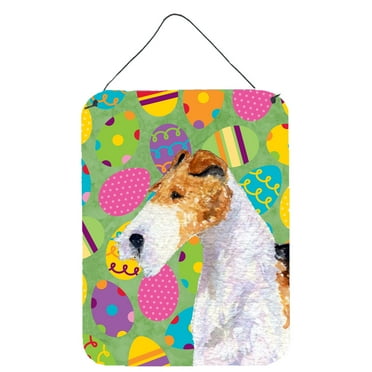 Fox Terrier Easter Eggtravaganza Wall or Door Hanging Prints