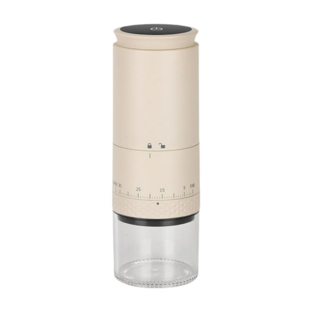 Lipstore Moulin à Café Électrique en Porcelaine Conique pour Camping Intérieur Extérieur Beige
