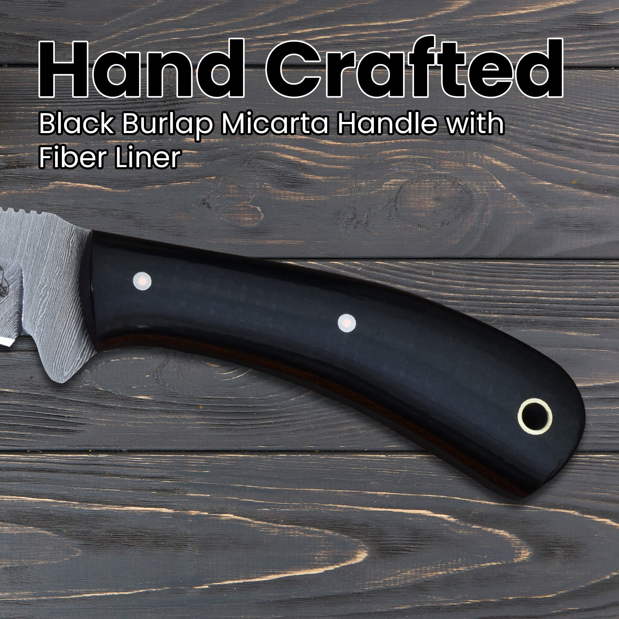 Knives Ranch Handmade Everyday Carry Knife - Full Tang Damascus Steel Blade - Horizontal Leather Sheath - Fixed Blade Utility Knife with Micarta Handle