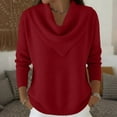 thumbnail image 2 of Women’s Long Sleeve Cowl Neck Pullover Sweater Knitwear Loose Fit Soft Lightweight Top for Fall Winter Spring, 2 of 6
