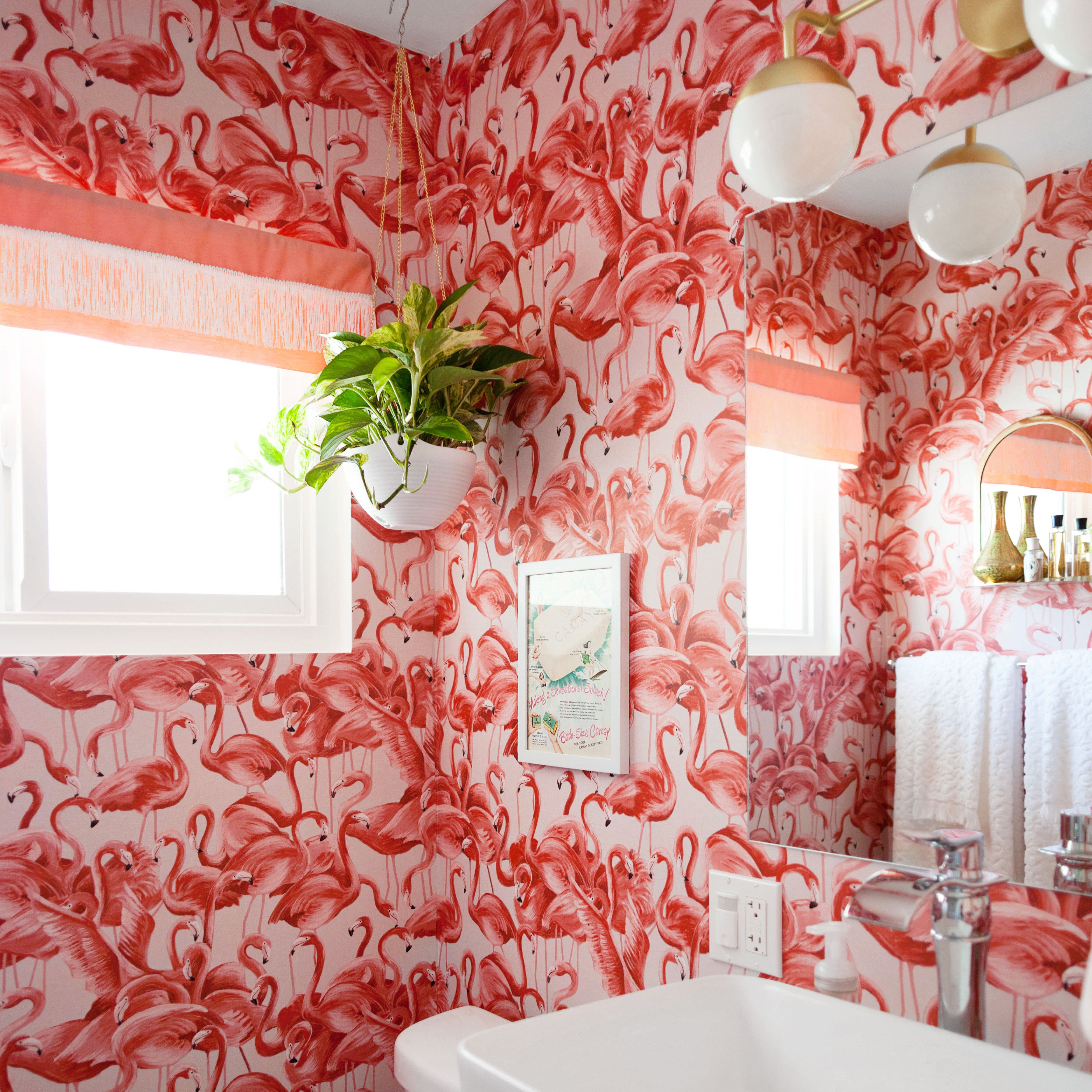 Tempaper Flamingo Pink Tropical Peel and Stick Wallpaper, 20.5" x 16.5'