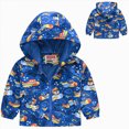 thumbnail image 2 of KPOPLK Toddler Boys Jacket Lightweight Zip Up Hooded Jacket Fall Casual Graphic Print Top Coat Boys Outdoor Hiking Travel Jacket Size 2-3 Years, 2 of 4