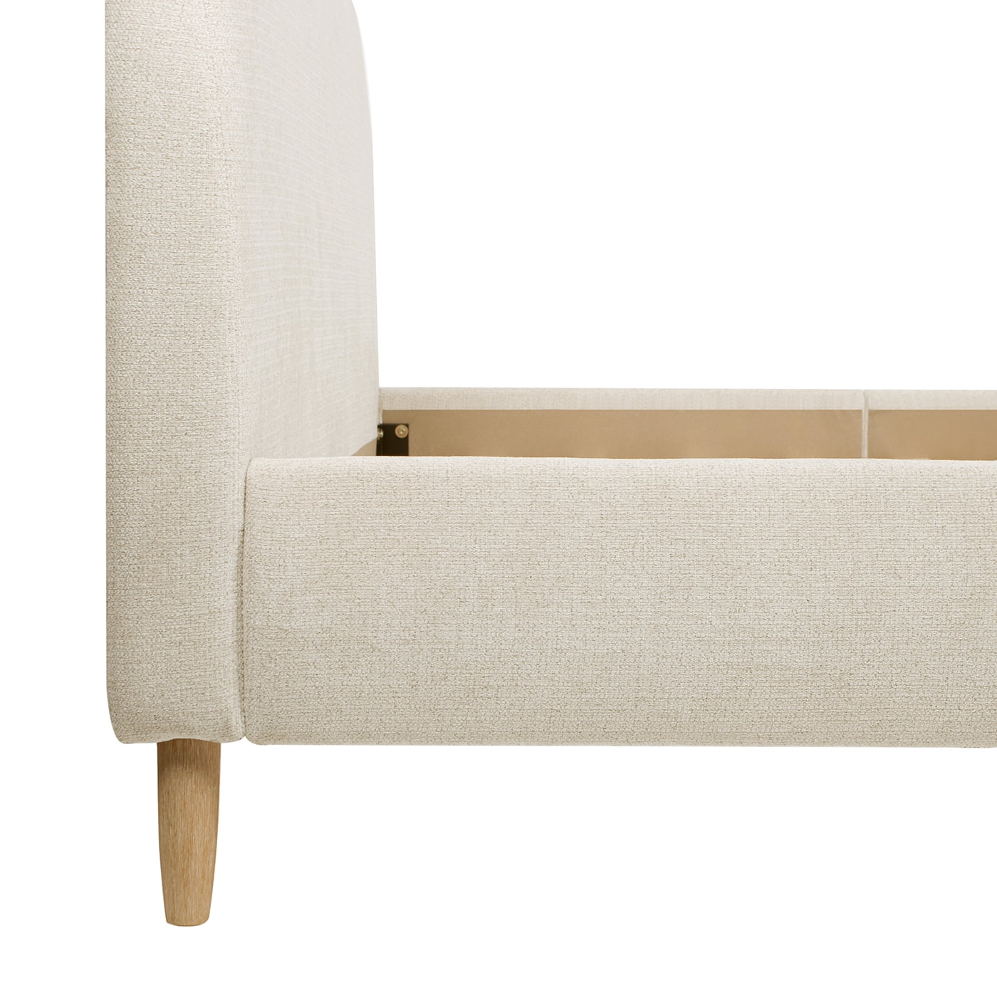 Jennifer Taylor Home Roman Curved Headboard Upholstered Platform Bed Queen Oatmeal Light Beige Chenille