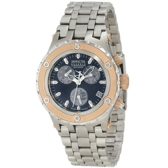 Invicta Men's 10534 Reserve Subaqua Black Dial Rose Gold Bezel Stainless Steel Chronograph Dive Watch