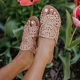 thumbnail image 2 of Womens Weave Flat Sandals Open Toe Slip On Mule Slides Strap Slipper, 2 of 4