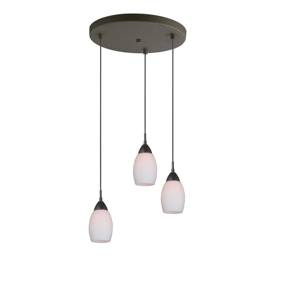 Woodbridge Lighting Olivia 3-Light Glass Cluster Pendant in Bronze/Opal