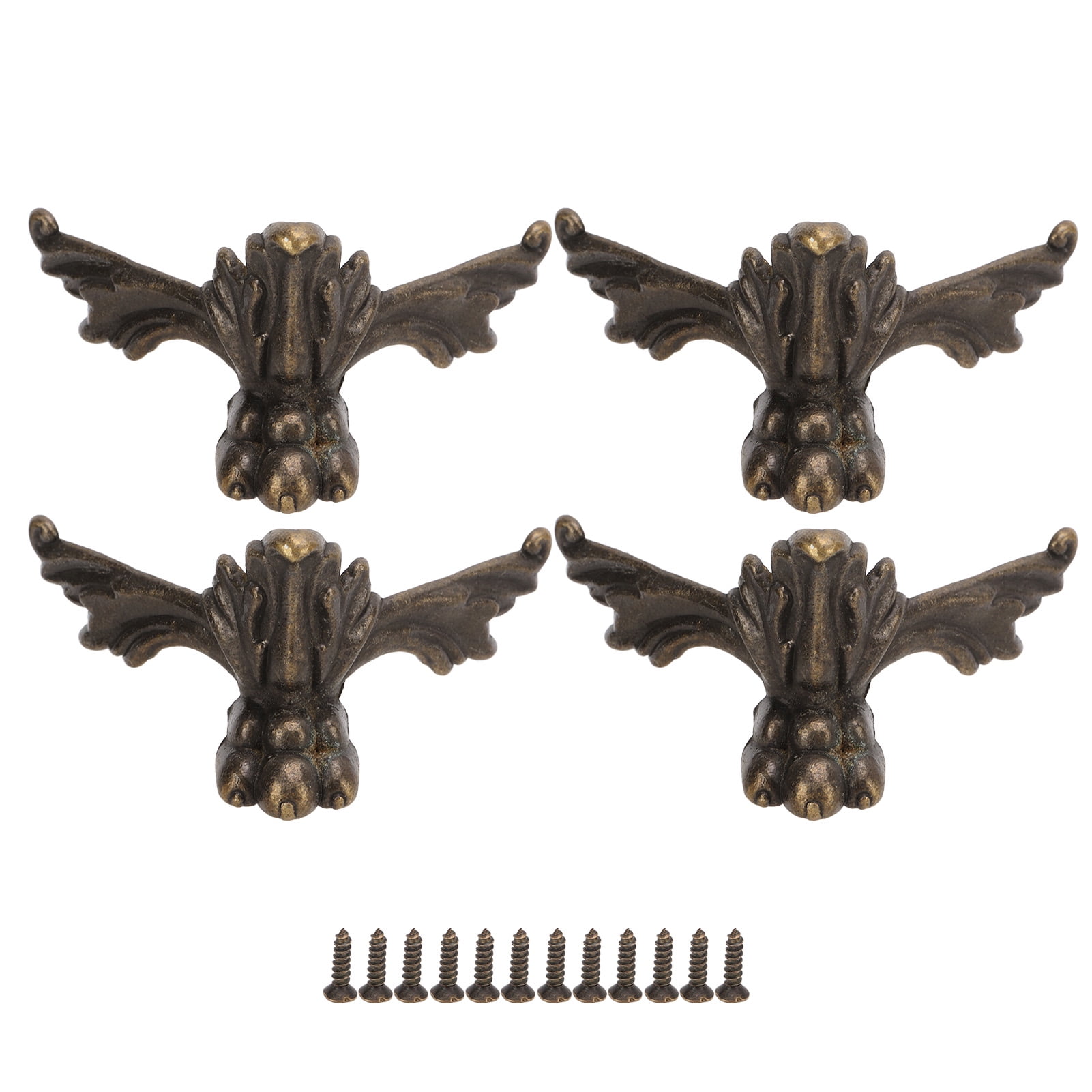 Wooden Box Feet, Four Sides Fixed Bat Shape Hardware Zinc Alloy Jewelry