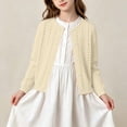 thumbnail image 3 of Iyufng Girls Eyelet Knit Cardigans Casual Long Sleeve Button Sweater, 3 of 9