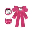 thumbnail image 3 of INSPIRE CHIC Women's Bowknot Pre-Tied Bowties Ribbon Bow Brooch Wedding Party Pin Bow Tie Rose Red, 3 of 4