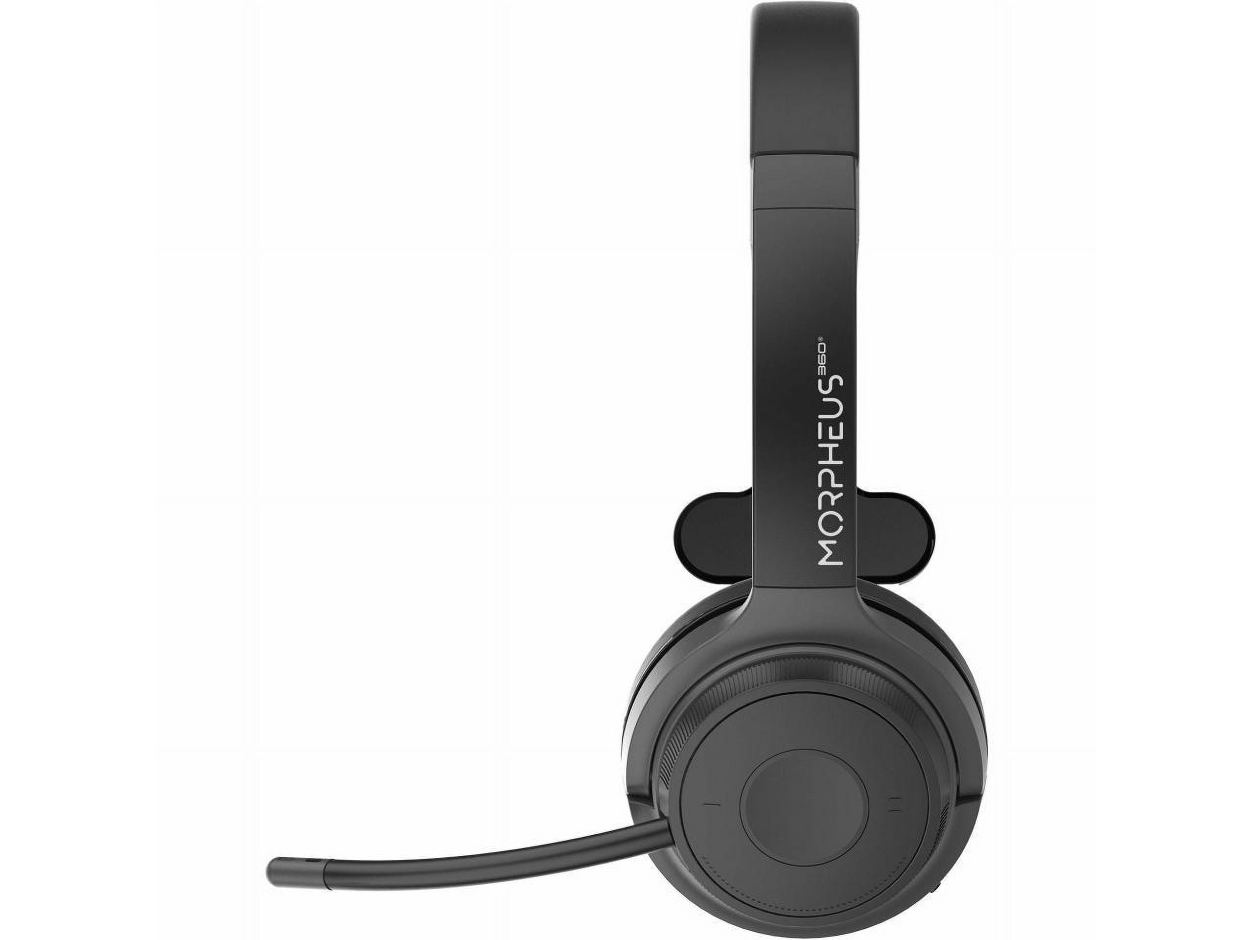 Morpheus 360 Advantage Wireless Mono Headset with Detachable Boom Microphone Bluetooth Headphones with Microphone Single, Black