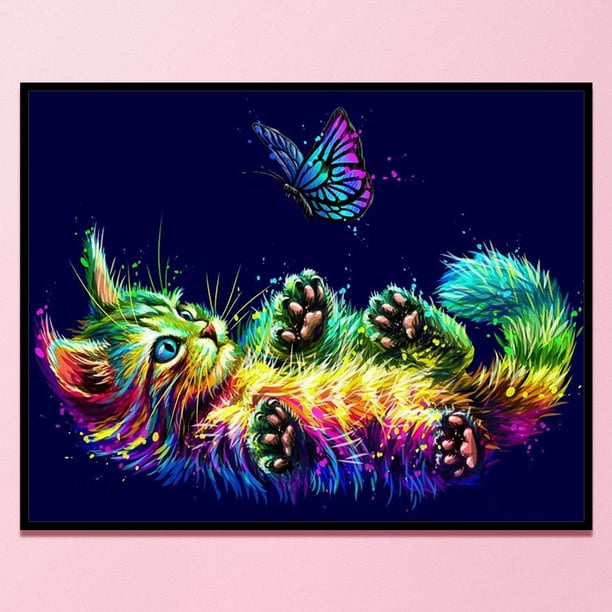 Cuadros Decorativos 14CT Gato Mariposa Contado DIY Punto de Cruz Completo Hilo de Algodón Animal Bordado Ndcxsfigh Nuevos Originales