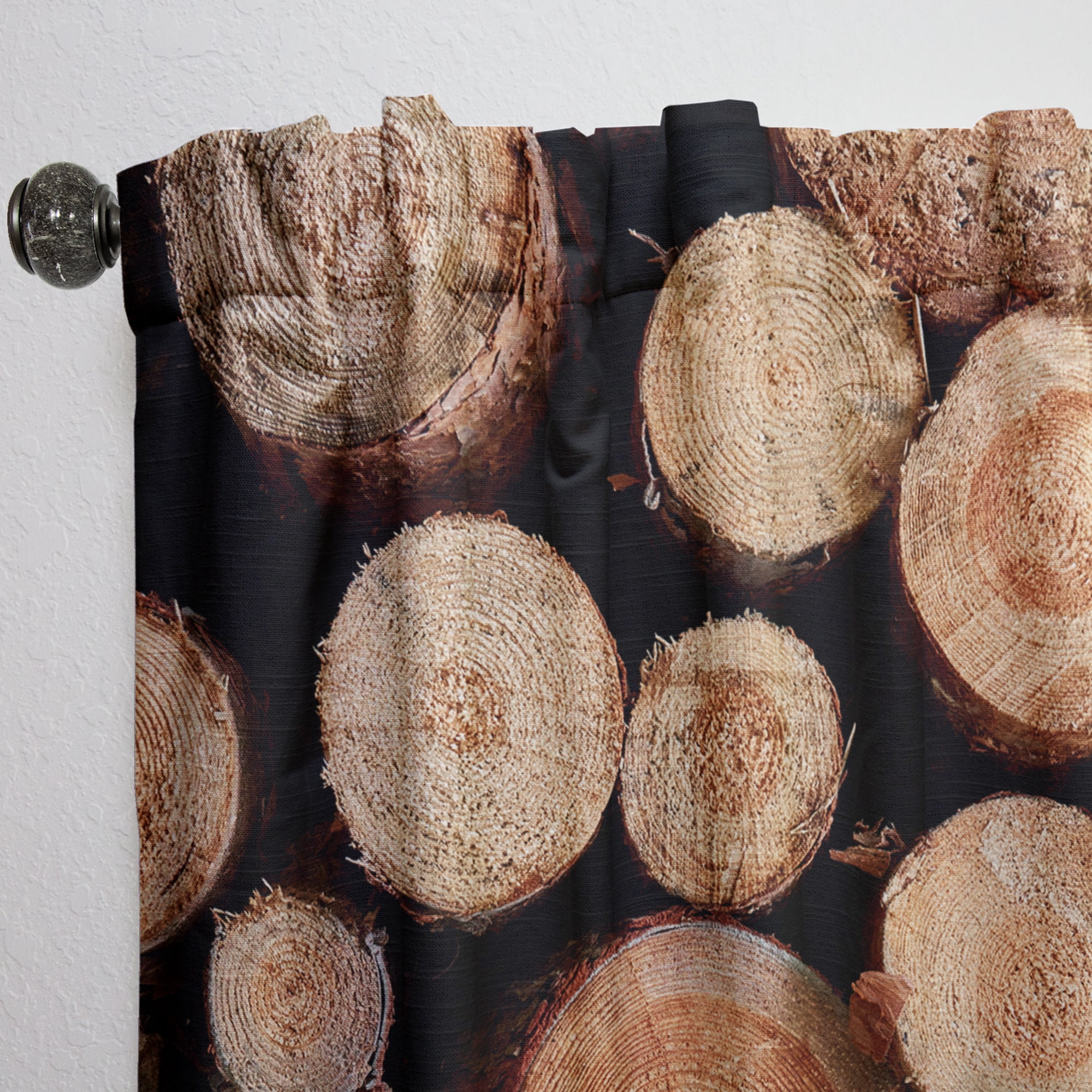 Designart 'Concentric Circle Of Firewood Log' Traditional Curtain Panel