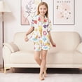 thumbnail image 3 of Silky Satin Kids' Pajama Set Breathable & Smooth Unisex Button-Down Pajamas Summer Beach Elements, 3 of 8