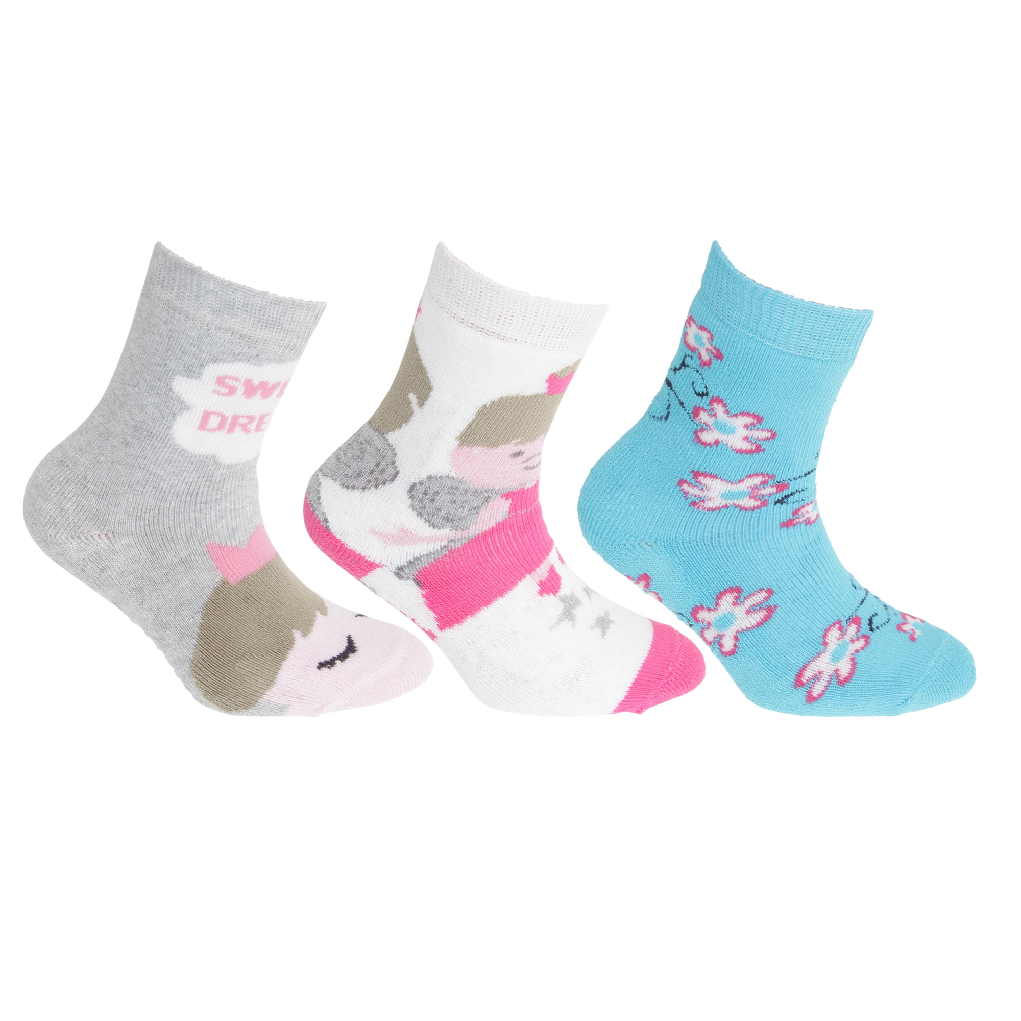 FLOSO Childrens Girls Cotton Rich Gripper Socks (3 Pairs) - Walmart.com