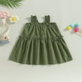 thumbnail image 2 of Bébé Fille Robe d'Été de Couleur Unie Sans Manches A-Ligne Robes, 2 of 8