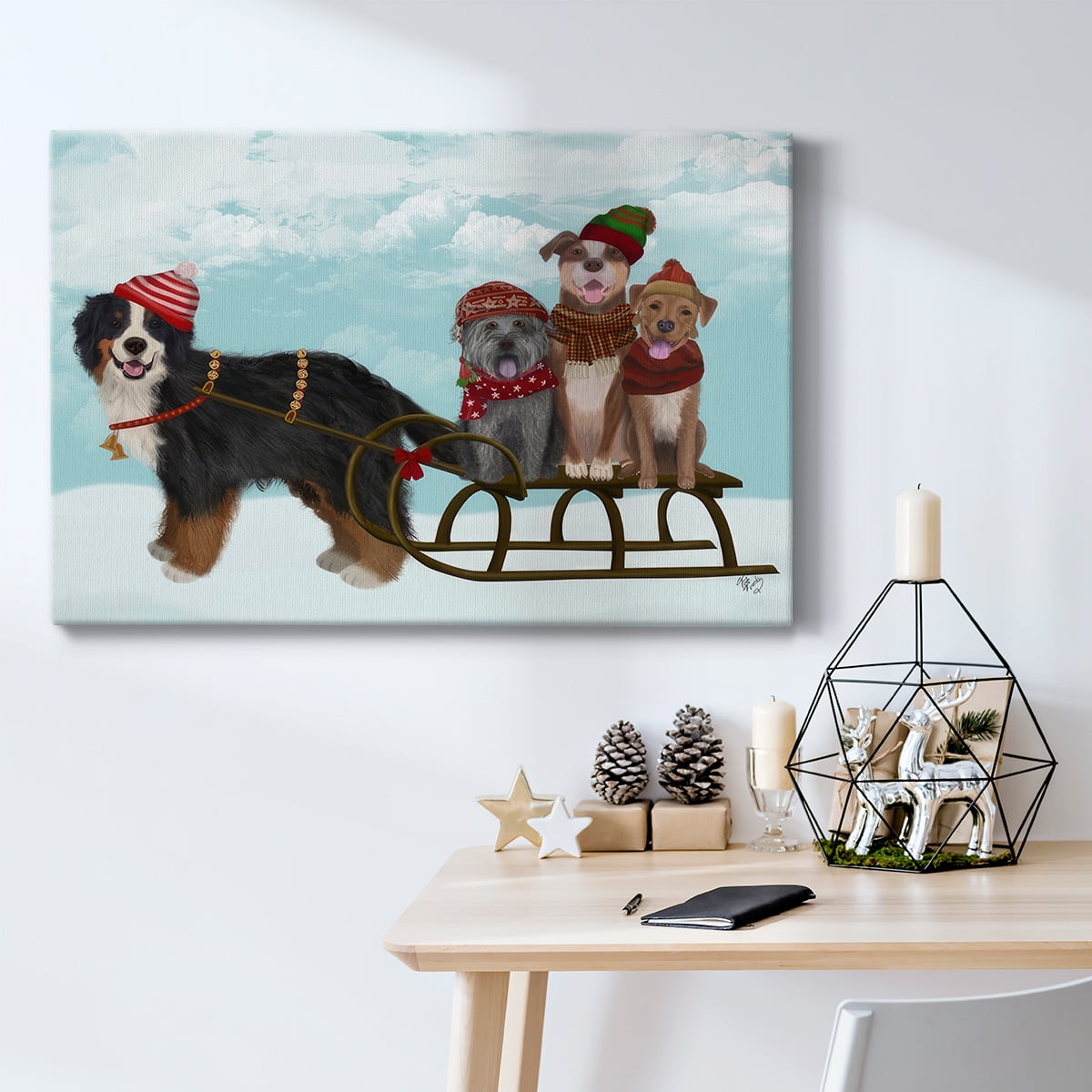 Christmas Mutt Sled- Gallery Wrapped Canvas