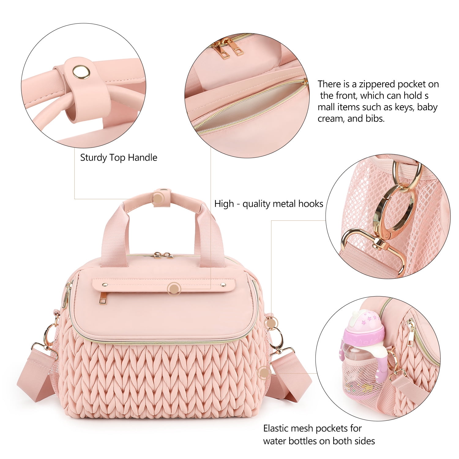 Sunyuer Diaper Bag Tote, Quilted Multifunction Waterproof Hospital Bag for Labor Delivery, Travel Large Capacity Diaper Tote