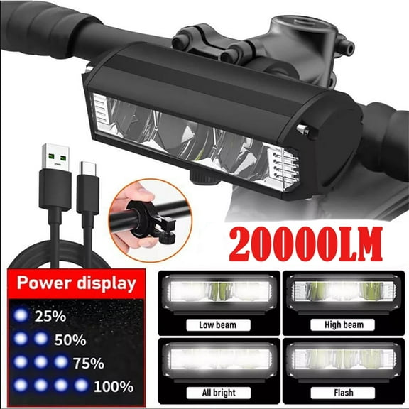 20000lm Bicycle Lights USB Charging Night Riding Equipment Outdoor Cycling Lights Aluminum Headlight