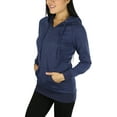 thumbnail image 5 of ToBeInStyle Women's Long Sleeve Kangaroo Pocket Pullover Hoodie - Heather Navy - Small, 5 of 5