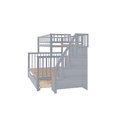 thumbnail image 5 of Tcbosik Bunk Bed Twin Over Full Size with Trundle and Open Shelves, Bed Frame with Stairs and Safety Guardrail for Bedroom, Guest Room, Easy Assembly, Grey, 5 of 9