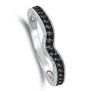 1.50 Carat Black Diamond Solitaire Engagement Ring In 10K White Gold - Size 6.5, HPHT Treated, With Gift Box