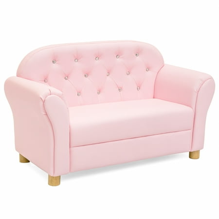 Best Choice Products 36in Upholstered Tufted Mini Sofa Couch for Kids, Toddlers, Nursery, Playrooms with Gem Studs, (Best Couches For Toddlers)
