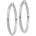 thumbnail image 2 of 14K White Gold Diamond-cut 3.5x46mm Hollow Hoop Earrings, 2 of 6