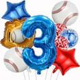 thumbnail image 3 of Baseball theme balloon 1st birthday party supplies with Baseball glove Balloon Red Blue star Red Blue confetti balloon Boy shower decoration Birthday party decorations, 3 of 10