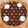 thumbnail image 2 of Brown Christmas Snowflake Pattern Round Fitted Tablecloth with Elastic Edge,Dining Table Cover Waterproof,Outdoor Round Tablecloth for Camping,Dining,Indoor and Outdoor, 2 of 7