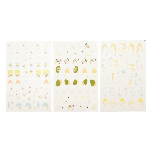 Unique Bargains 3 Pcs Self-Adhesive Floral Pattern Nail Art Stickers White Blue