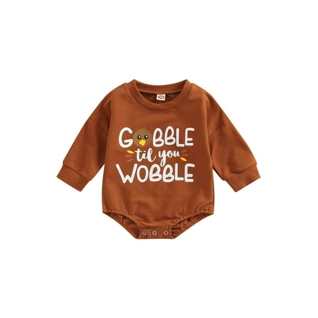 

Inevnen Thanksgiving Baby Girl Boy Sweatshirt Turkey Romper Onesie Bodysuit Top Fall Winter Outfit