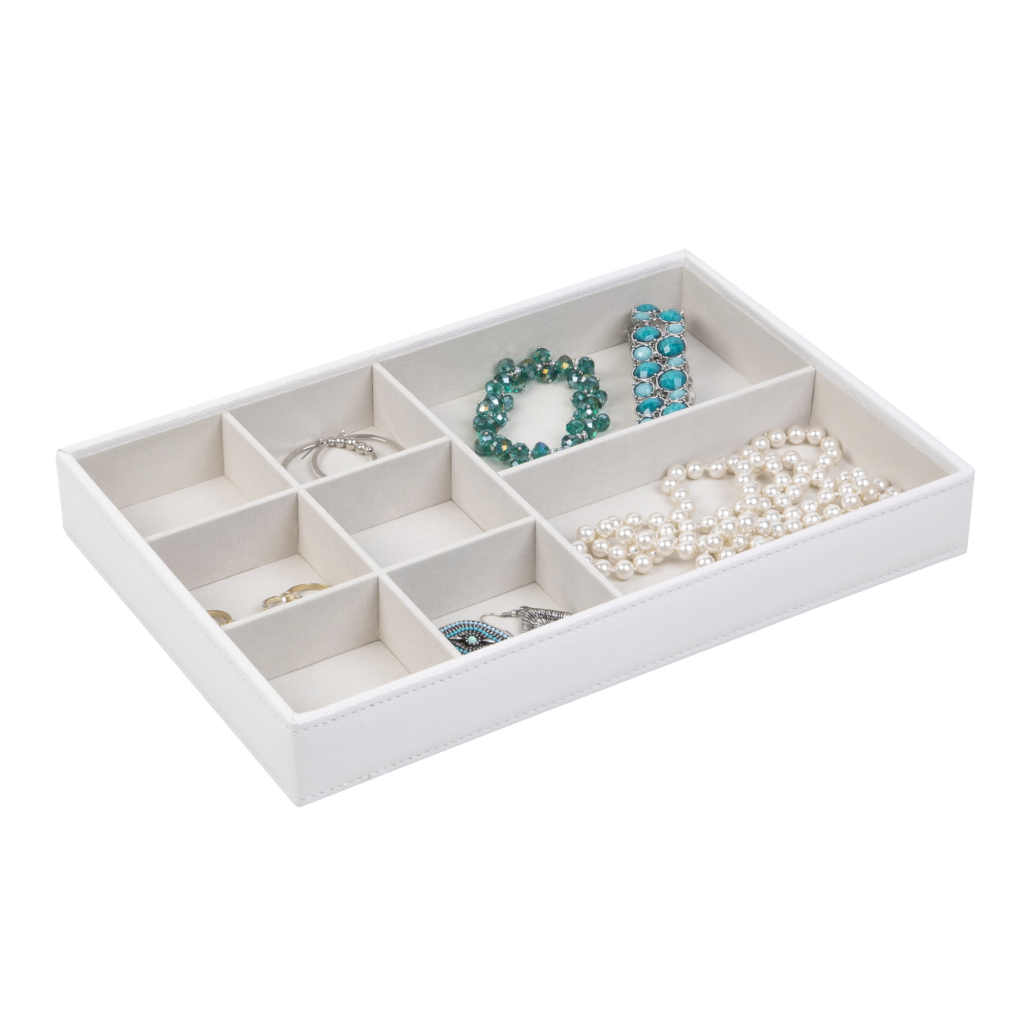 Richards Homewares Tray with Ring 8 Compartment-Champagne Bracelets 12 x 8 x 1.6, Holder for Earrings Display and Storage Necklaces & All Kinds of jewelries 