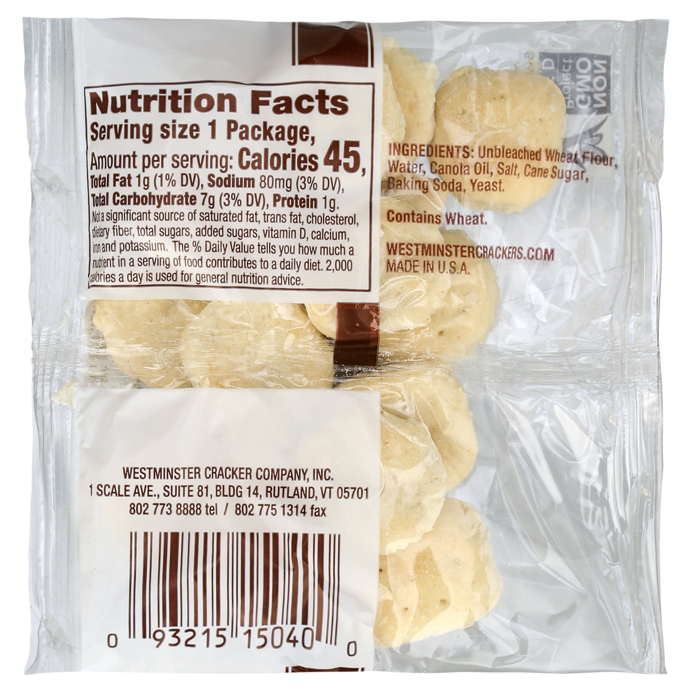 Westminster New England Style Oyster Cracker - 0.7 oz Pouch - Pack of 50