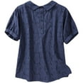 thumbnail image 5 of AherBiu Cute Tops for Women Short Sleeve Eyelet Lapel Half Button Boho Beach Wear Cute Shirts Blouse, 5 of 5