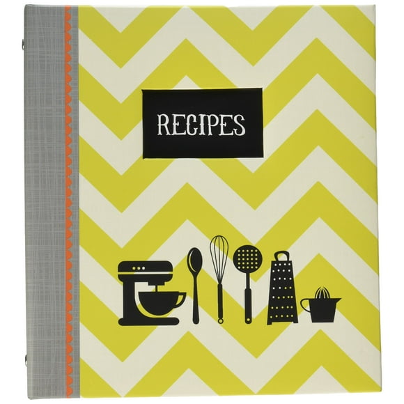 C.R. Gibson Green Striped Recipe Binder, 9'' x 9.5'', 20 pgs.