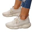 thumbnail image 5 of longantii Women's Walking Shoes Arch Support Breathable Knit Non-Slip Work Shoes Lightweight Casual Jogging Sneakers Slip-on Footwear Beige, 5 of 5